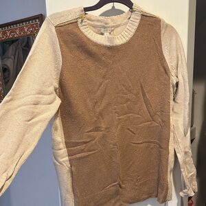 J. Crew Cream and Tan Knit Sweater